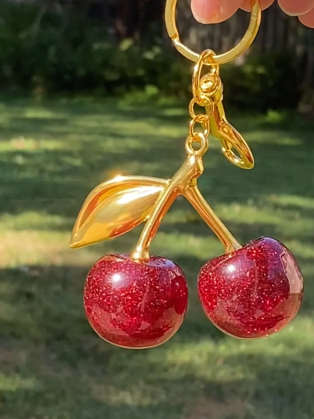 Cherry Ball Red Glitter Bag Charm/KeyChain